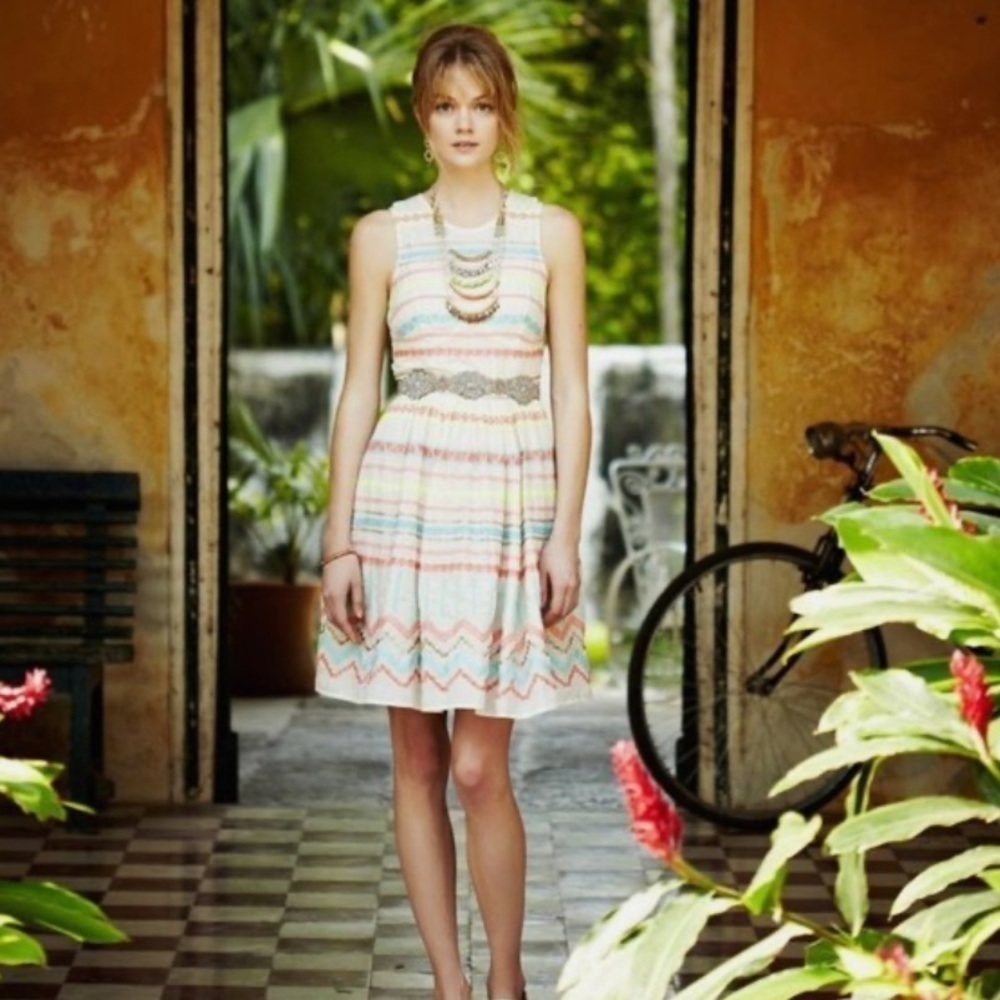Plenty by Tracy Reese / Sunglow Neon Embroidered Fit and Flare Dress - Picture 2 of 6